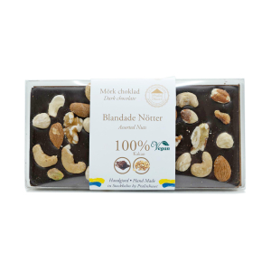 Sockerfri vegansk mörk choklad 100% Blandade nötter 100g – 20 st